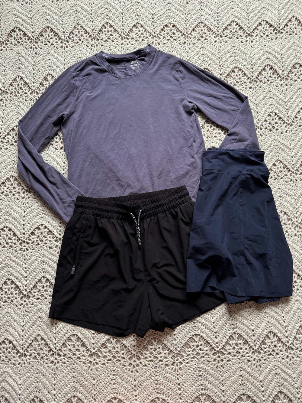 Athleta Girl Size 14 Bundle Long Sleeve Tee Black Shorts Navy Skort School